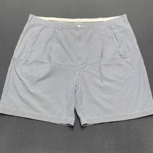 Polo Ralph Lauren Shorts Mens 48B Blue White Striped Cotton Pleated Classic‎ Fit